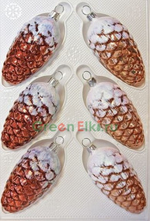 Набор игрушек на елку с ручной росписью Шишки Сосновые, 6 шт., 10 см., Елочка, арт. С 303