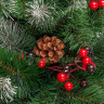 Искусственная сосна Очарование с шишками и красными ягодками заснеженная 240 см., арт. 141240