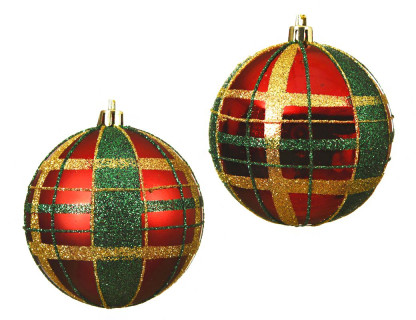 Набор пластиковых шаров Шотландский шик, 80 мм, упаковка 12 шт., Kaemingk, арт. 025805