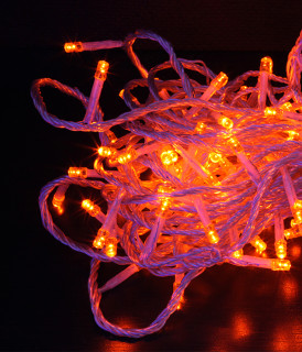 Светодиодная нить, 10 м., 100 LED, 24V, силикон, прозр. пр., оранжевый, LaitCom, арт. EST100-10-1OR 05-179