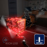 Светодиодная гирлянда Rich LED 10 м, 100 LED, 24В, соединяемая, влагозащитный колпачок, красная, белый провод, арт. RL-S10C-24V-CW/R