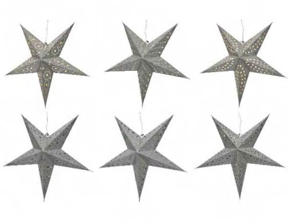 Звезда на подвеске бумажная 60 см, плафон, серебристый металлик, Kaemingk, арт. 484266