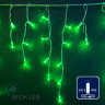 Светодиодная бахрома Rich LED, 3*0.5 м, влагозащитный колпачок, зеленая, прозрачный провод, арт. RL-i3*0.5-CT/G