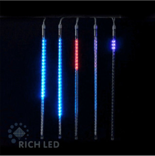 Светодиодные тающие сосульки Rich LED, витая форма, комплект 10 шт. по 50 см, RGB, 12 B, соединяемый, арт. RL-MT10*0.5C-12V-W/RGB