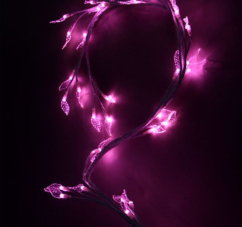 Светодиодная композиция Ветка с листьями, прозр. листья, 180 см., бел. пр., розовый, LaitCom, арт. LC176L-B048P-H 11-012