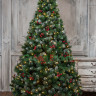 Искусственная сосна Очарование с шишками и красными ягодками заснеженная 240 см., 620 теплых-белых Led ламп, арт. 142240