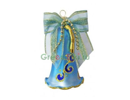 Елочное украшение Колокольчик Праздничный 8,5 см., голубой, Елочка, арт. С 575-голубой