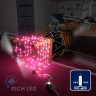 Светодиодная гирлянда Rich LED 10 м, 100 LED, 24В, соединяемая, влагозащитный колпачок, розовая, белый провод, арт. RL-S10C-24V-CW/P