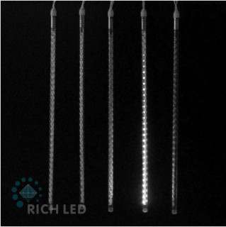 Светодиодные тающие сосульки Rich LED, витая форма, комплект 10 шт. по 50 см, белый, 12 B, соединяемый, арт. RL-MT10*0.5C-12V-W/W