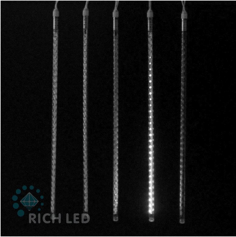 Светодиодные тающие сосульки Rich LED, витая форма, комплект 10 шт. по 50 см, белый, 12 B, соединяемый, арт. RL-MT10*0.5C-12V-W/W