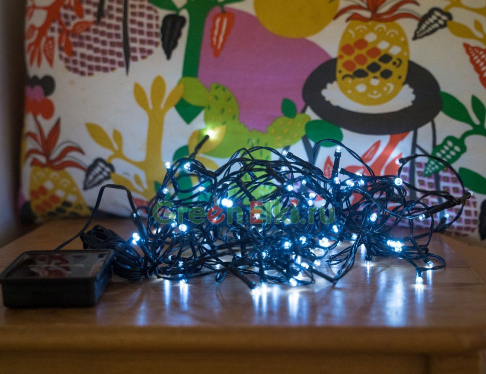Светодиодная гирлянда на солнечной батарее 9.9 м., 100 LED ламп, холодный белый, Kaemingk, арт. 494455