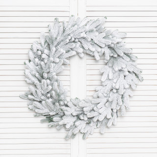 Хвойный венок Швейцарский заснеженный 60 см., арт. 52077