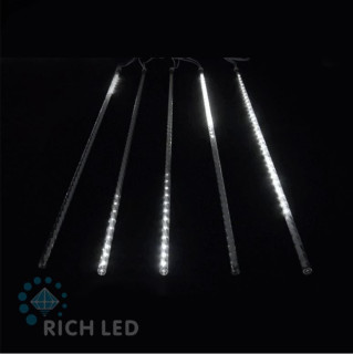 Светодиодные тающие сосульки Rich LED, витая форма, комплект 10 шт. по 80 см, белый, 12 B, соединяемый, арт. RL-MT10*0.8C-12V-W/W
