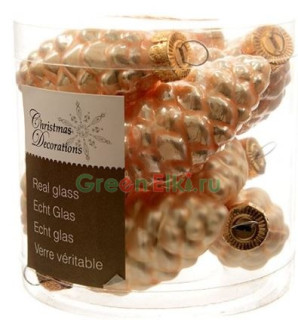 Набор игрушек на елку Шишки стеклянные, эмалевые и матовые, перламутровый, 60 мм., 12 шт., KAEMINGK, арт. 012106