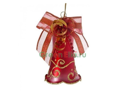 Елочное украшение Колокольчик Праздничный 8,5 см., красный, Елочка, арт. С 575-красный 