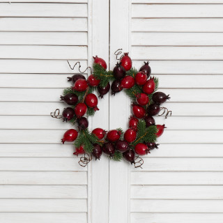 Хвойный венок Яхонт 25 см. с ягодками, арт. 52080