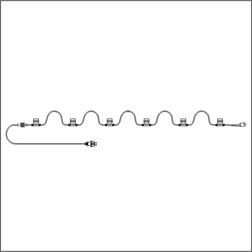 Белт лайт ALEDUS бухта 50 м, черный провод, ПВХ, шаг 20 см, Е27, арт. BC-BP-50M-20