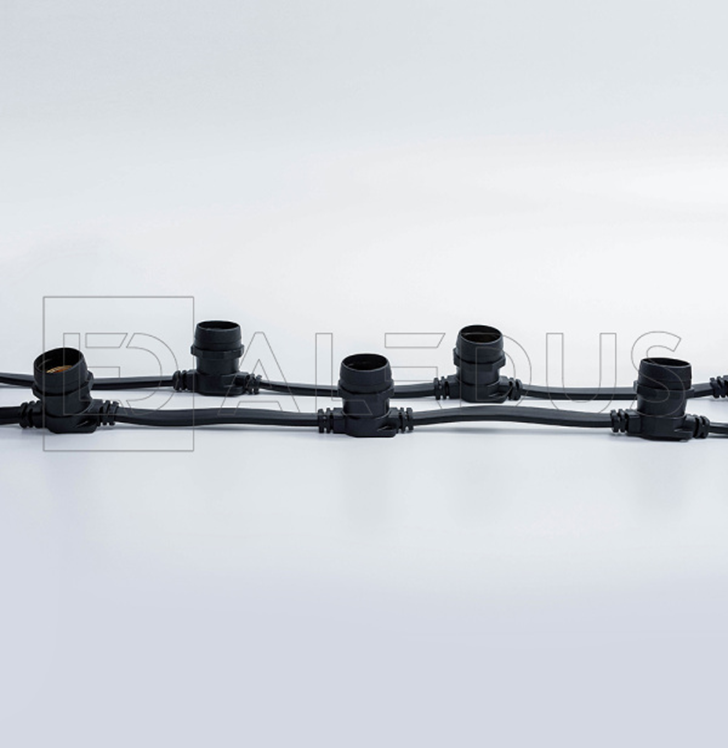 Белт лайт ALEDUS бухта 50 м, черный провод, ПВХ, шаг 20 см, Е27, арт. BC-BP-50M-20