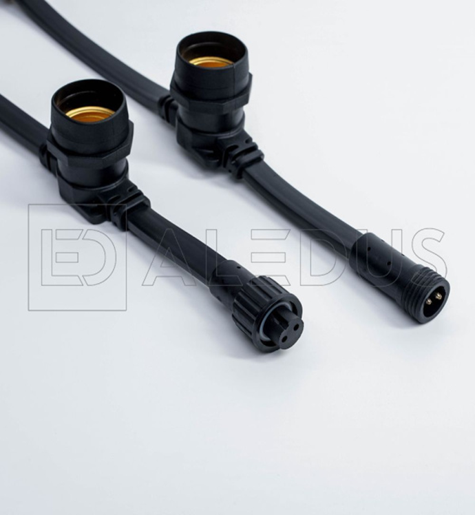 Белт лайт ALEDUS бухта 50 м, черный провод, ПВХ, шаг 20 см, Е27, арт. BC-BP-50M-20