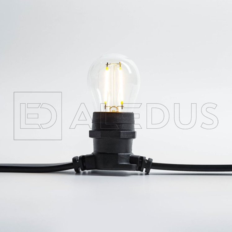 Белт лайт ALEDUS бухта 50 м, черный провод, ПВХ, шаг 20 см, Е27, арт. BC-BP-50M-20