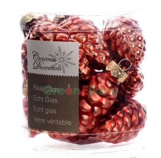 Набор игрушек на елку Шишки стеклянные, эмалевые и матовые, розовый, 60 мм., 12 шт., KAEMINGK, арт. 012383