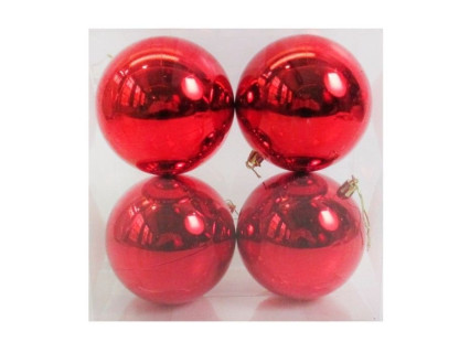 Набор пластиковых шаров 100 мм., красный, глянцевые, 4 шт.