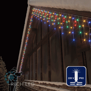 Светодиодная бахрома Rich LED, 3*0.5 м, мульти, мерцающая, белый резиновый провод, арт. RL-i3*0.5F-RW/M