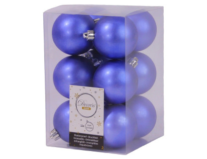 Набор пластиковых шаров 60 мм., королевский синий, матовые, 12 шт., Kaemingk, арт. 906420