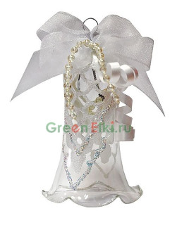 Елочное украшение Колокольчик Хрустальный 8,5 см., белый, Елочка, арт. С 1169