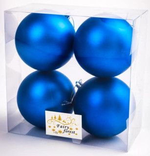 Набор пластиковых шаров 100 мм., синий, матовый, 4 шт.