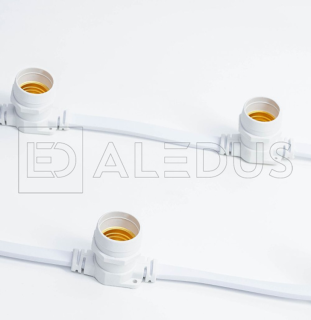 Белт лайт ALEDUS бухта 50 м, белый провод, ПВХ, шаг 40 см, Е27, арт. BC-WP-50M-40