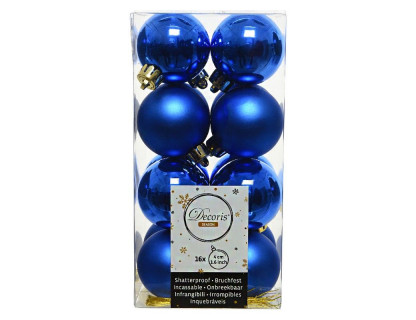 Набор пластиковых шаров Милена 40 мм., королевский синий, 16 шт., mix, Kaemingk, арт. 021767