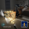 Светодиодная гирлянда Rich LED 10 м, 100 LED, 24В, соединяемая, влагозащитный колпачок, статика, теплая белая, золотой провод, арт. RL-S10C-24V-CGd/WW