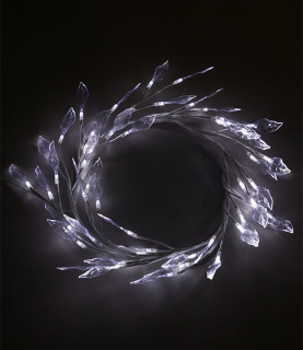 Светодиодная композиция Венок с листьями, прозр. листья, 28 см., белый пр., белый цв, LaitCom, арт. LC176L-B048A-304 11-016