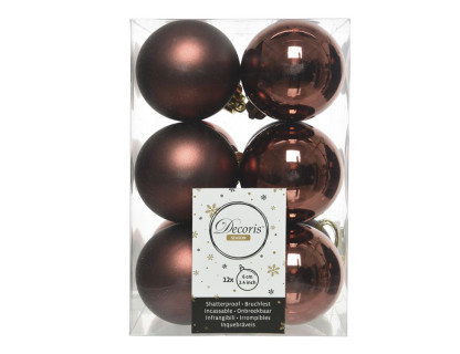 Набор пластиковых шаров 60 мм., трюфель, 12 шт., mix, Kaemingk, арт. 021998