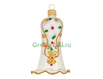 Елочное украшение Колокольчик Цветение 8,2 см., белый, Елочка, арт. С 2010