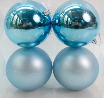 Набор пластиковых шаров 100 мм., голубой, глянцевые и матовые, 4 шт.