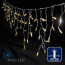 Светодиодная бахрома Rich LED, 3*0.5 м, влагозащитный колпачок, мерцающая, теплая белая, белый провод, арт. RL-i3*0.5F-CW/WW