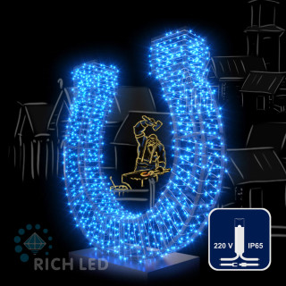 Светодиодная гирлянда Rich LED 10 м, 100 LED, 220 В, соединяемая, влагозащитный колпачок, синяя, белый провод, арт. RL-S10C-220V-CW/B