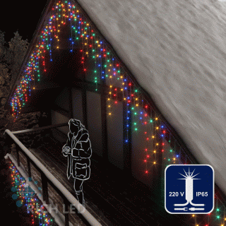 Светодиодная бахрома Rich LED, 3*0.9 м, влагозащитный колпачок, мерцающая, мульти, белый провод, арт. RL-i3*0.9F-CW/M