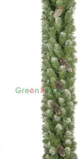 Хвойная гирлянда заснеженная Снежная королева с шишками, диаметр 30 см., арт. 23015