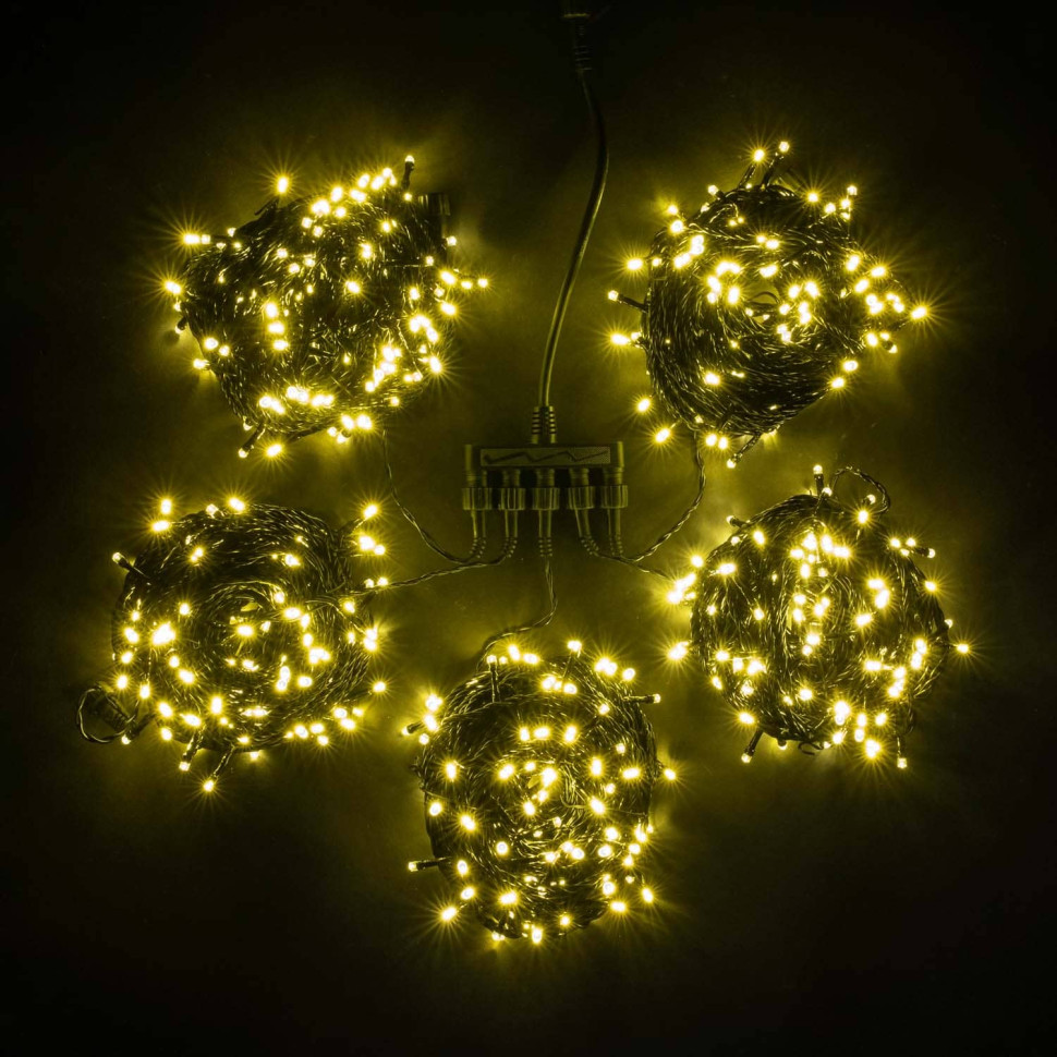 Комплект гирлянд, 5x20 м., 1000 LED-ламп, с мерцанием, черн. пр., теплый белый, LaitCom, арт. KDD1000BLW-11-1WW 03-091
