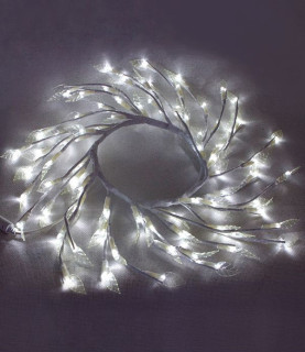 Светодиодная композиция Венок с листьями, прозр. листья, 50 см., белый пр., белый, LaitCom, арт. WS-08091001 11-024