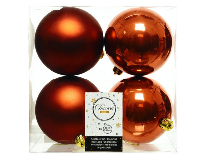 Набор пластиковых шаров 100 мм., трюфельный, mix, 4 шт., Kaemingk, арт. 022282