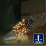 Светодиодная гирлянда Rich LED 10 м, 100 LED, 24В, соединяемая, влагозащитный колпачок, теплая белая, мерцающая, прозрачный провод, арт. RL-S10CF-24V-CT/WW