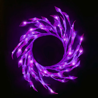 Светодиодная композиция Венок с листьями, прозр. листья, 50 см., белый пр., фиолетовый, LaitCom, арт. WS-08091002 11-025