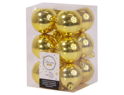 Набор пластиковых шаров Дивный 60 мм., золото, 12 шт., глянцевые, Kaemingk, арт. 945526s