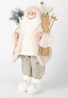 Новогодний дед мороз 45 см в розовом наряде.