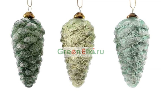 Набор игрушек на елку Морозные Шишки, стекло, 6х12 см., 2 шт., KAEMINGK, арт. 155617