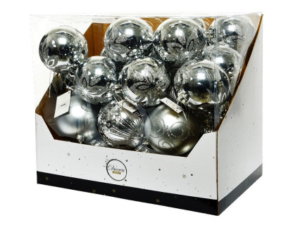 Набор однотонных пластиковых шаров Белецца Моноколоре, 100 мм., серебрянный, 36 шт., Kaemingk, арт. 029144